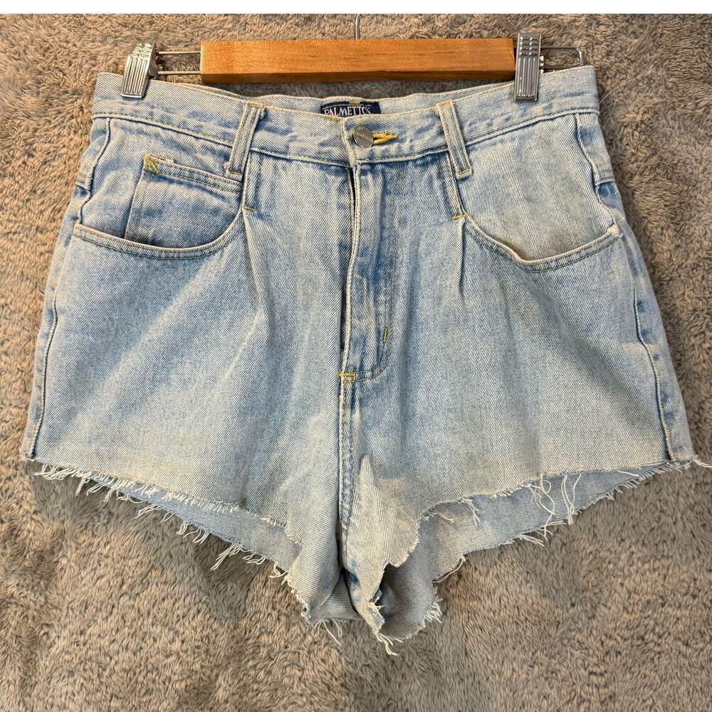 Vintage Palmetto' Jeans Wear Denim Shorts Pleated Raw Hem 11